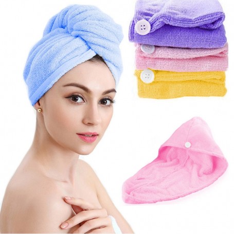 Serviette à cheveux, bonnet de couchage et bonnet de douche en 1 - Satin  microfibre 