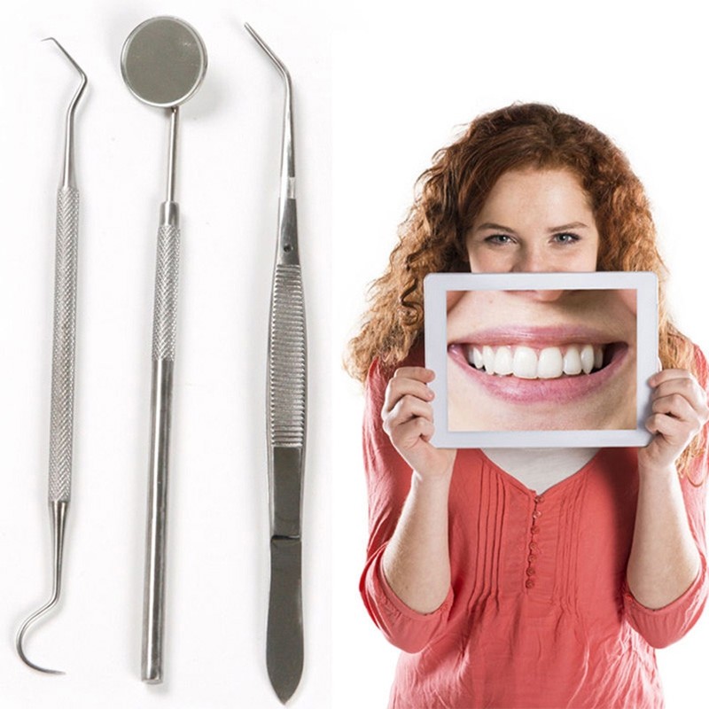 Mike-Dental Lot de 10 Instruments dhygiène bucco-dentaire dents Forme Bouche dents Miroir Couleur aléatoire 