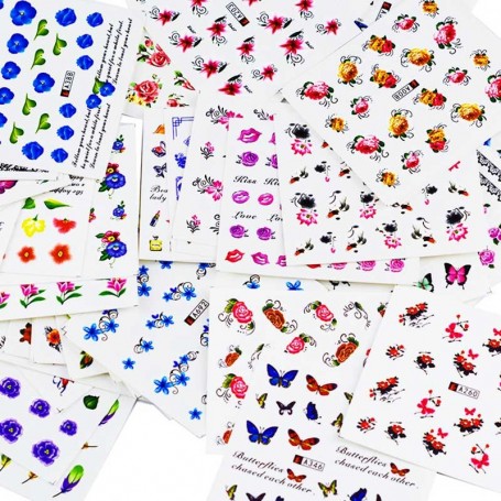 X50 Plaquettes Stickers Water Decal pour ongles